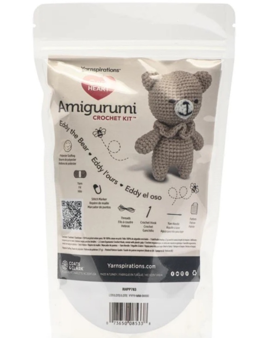 NWT Red Heart Amigurumi Crochet Kit Eddy the Bear Complete Yarnspirations Set